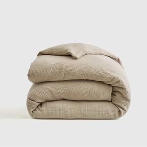 NWT Quince Organic Airy Gauze Twin Duvet Cover in Dune